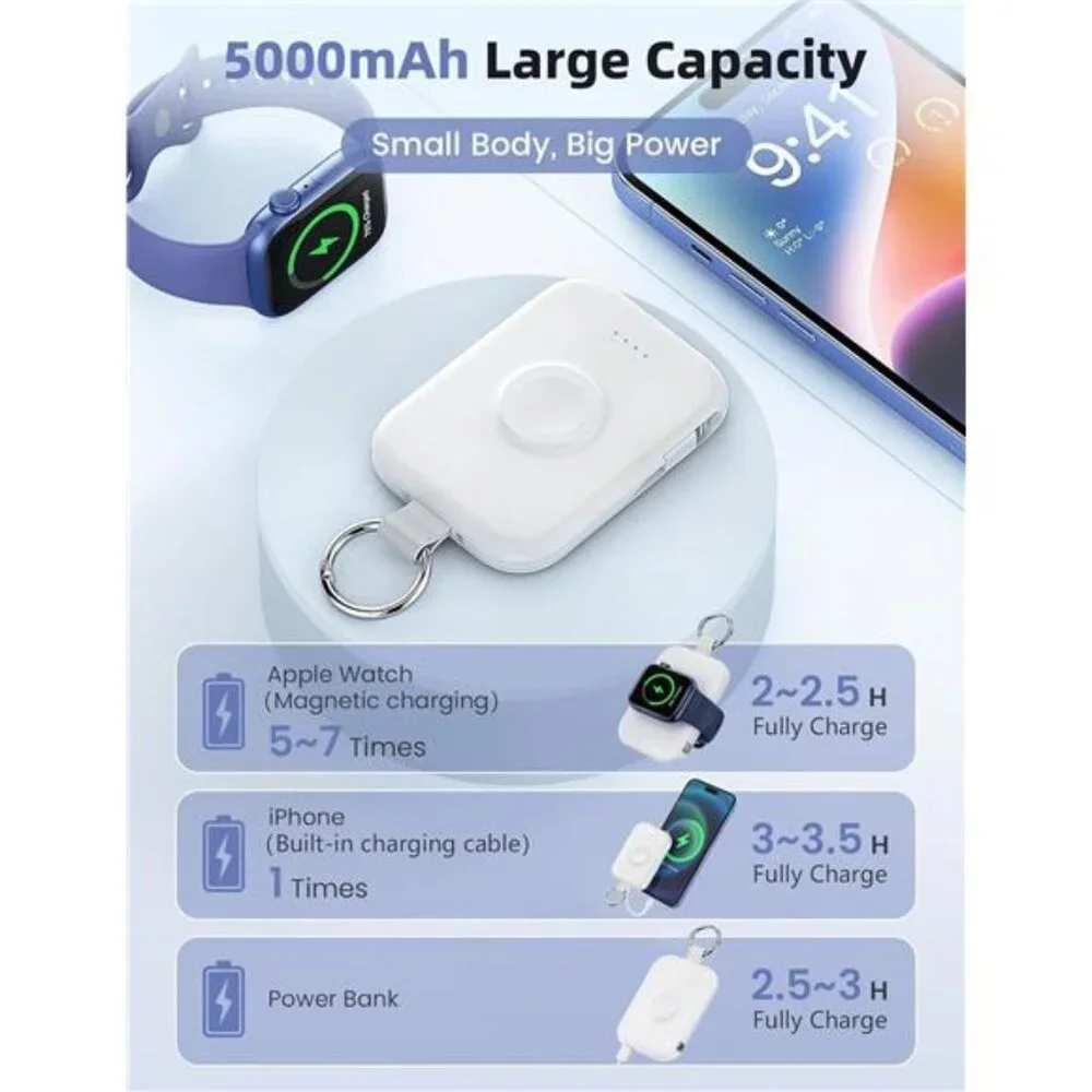 Portable Apple Watch Charger,5000mAh iWatch Wireless Charger Power Bank